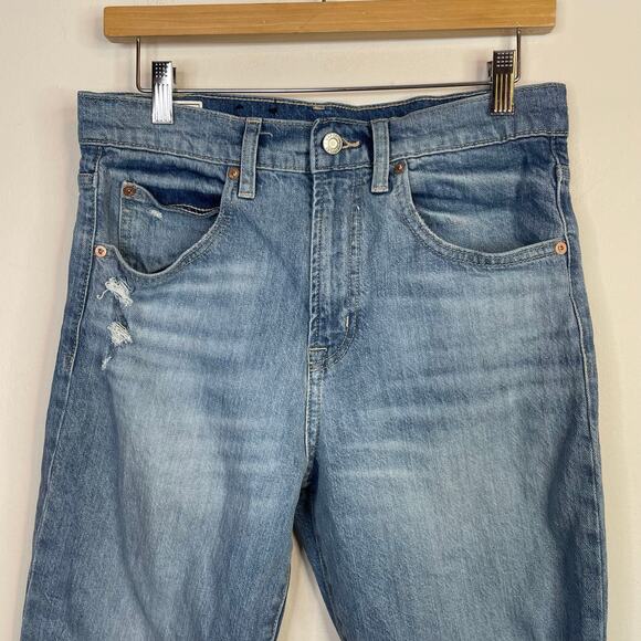 Gap Denim Ankle Flare High Rise Cropped Distressed Stretch Light Jeans 28 6 - Picture 2 of 16